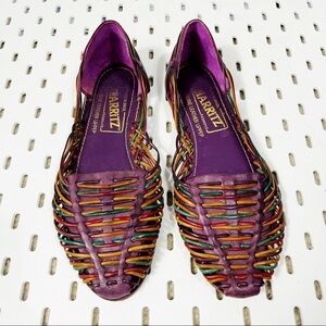 VINTAGE BiARRitz Fashions Purple Strappy Flats - 7.5